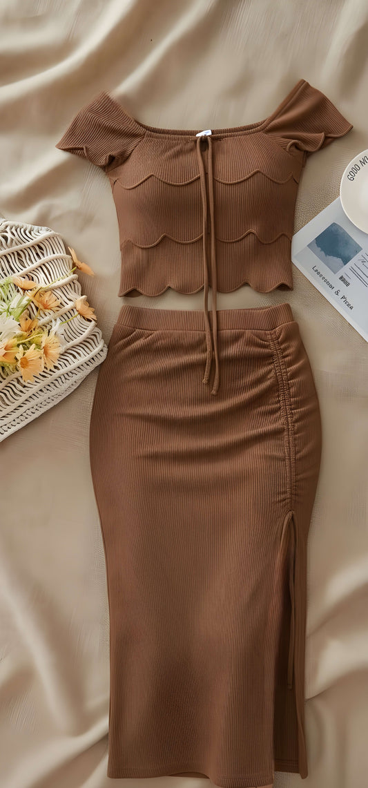 The 'Urban Chic' Off-Shoulder Ruched Set