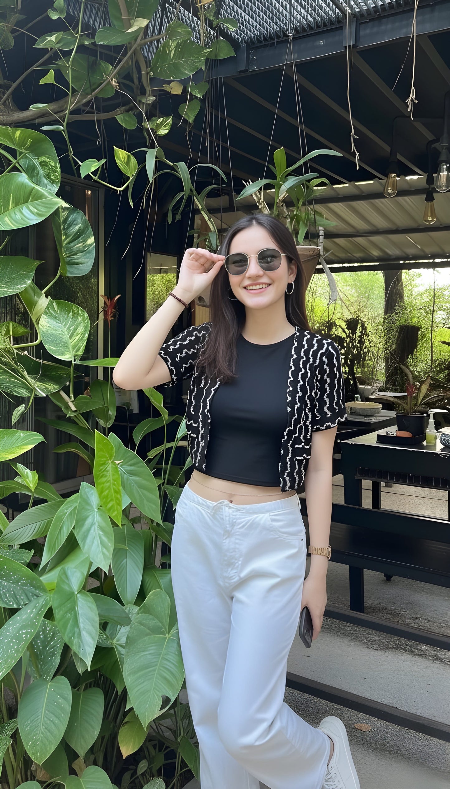 The 'Monochrome Wave' Textured Layering Top