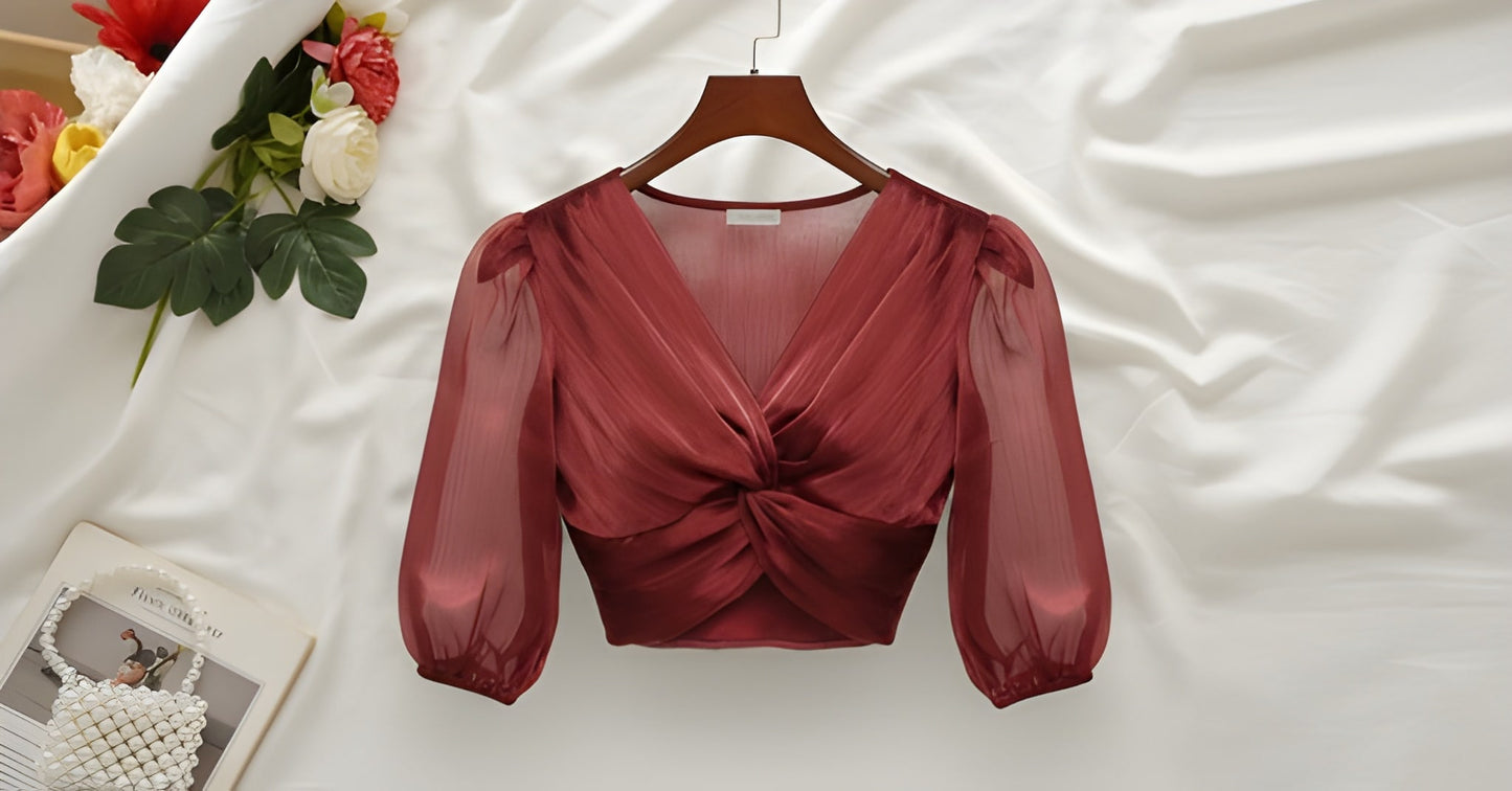 The 'Date Night Diva' Twisted Chiffon Crop Top