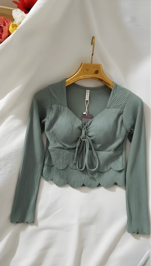 The "Sweetheart Scallop" Ribbed Crop Top