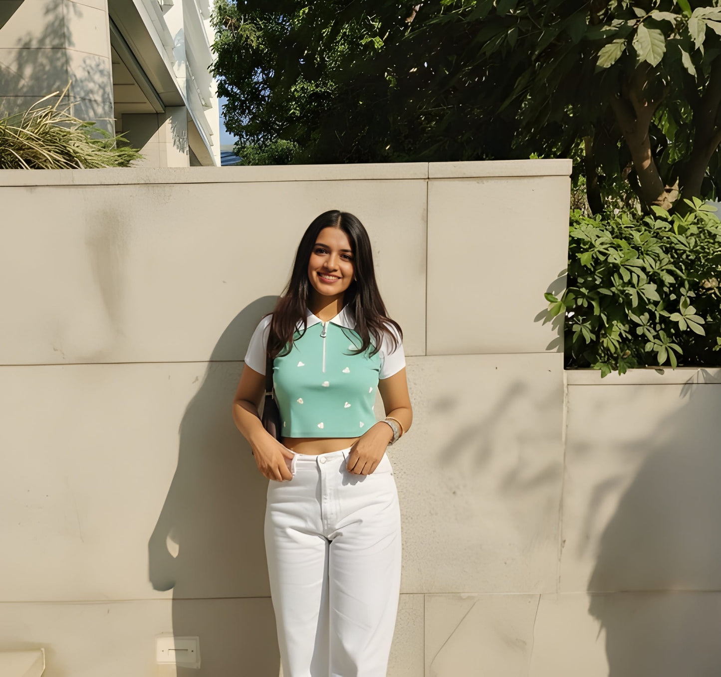 The 'Sweetheart Polo' Ribbed Zipper Top