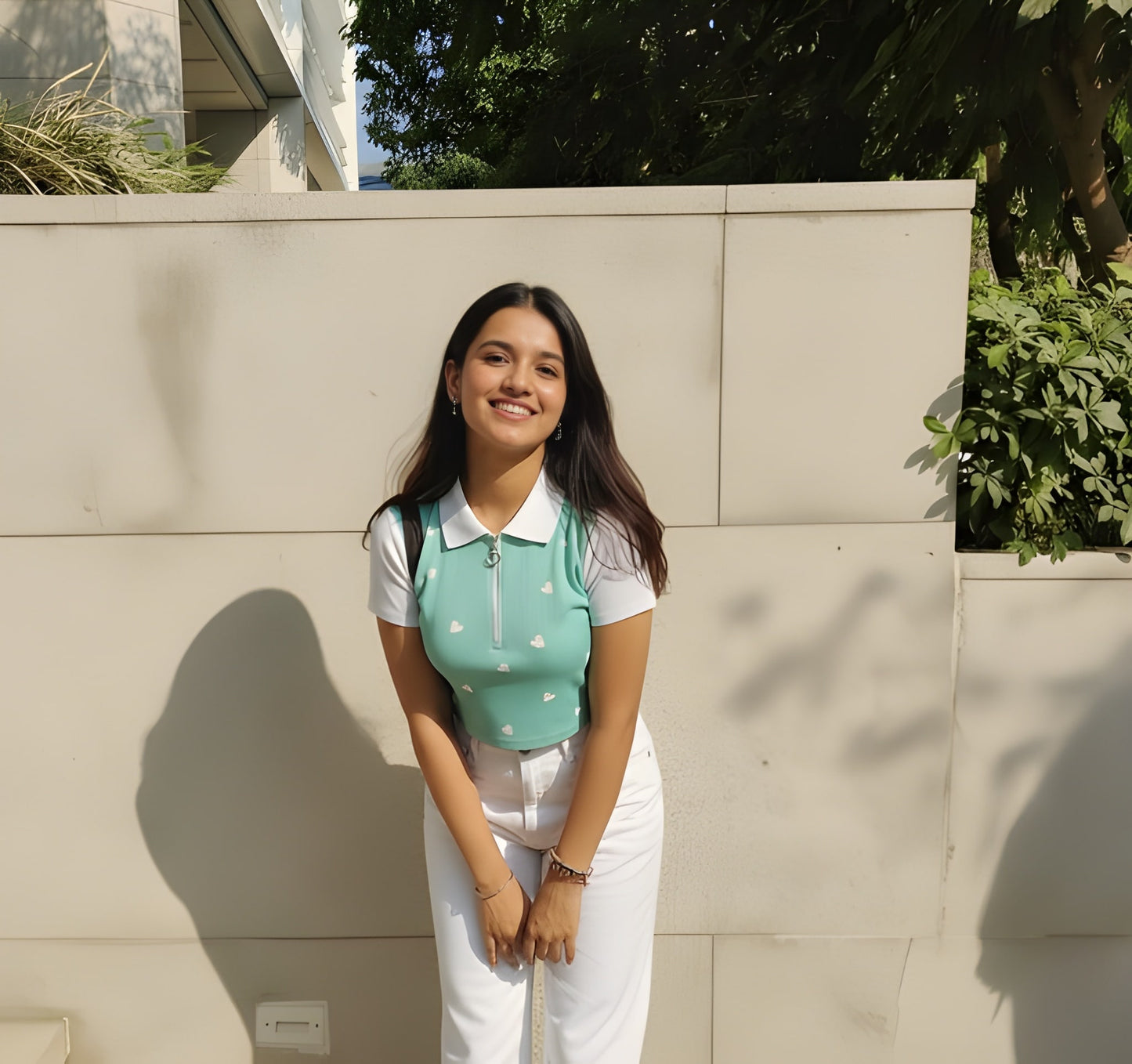 The 'Sweetheart Polo' Ribbed Zipper Top