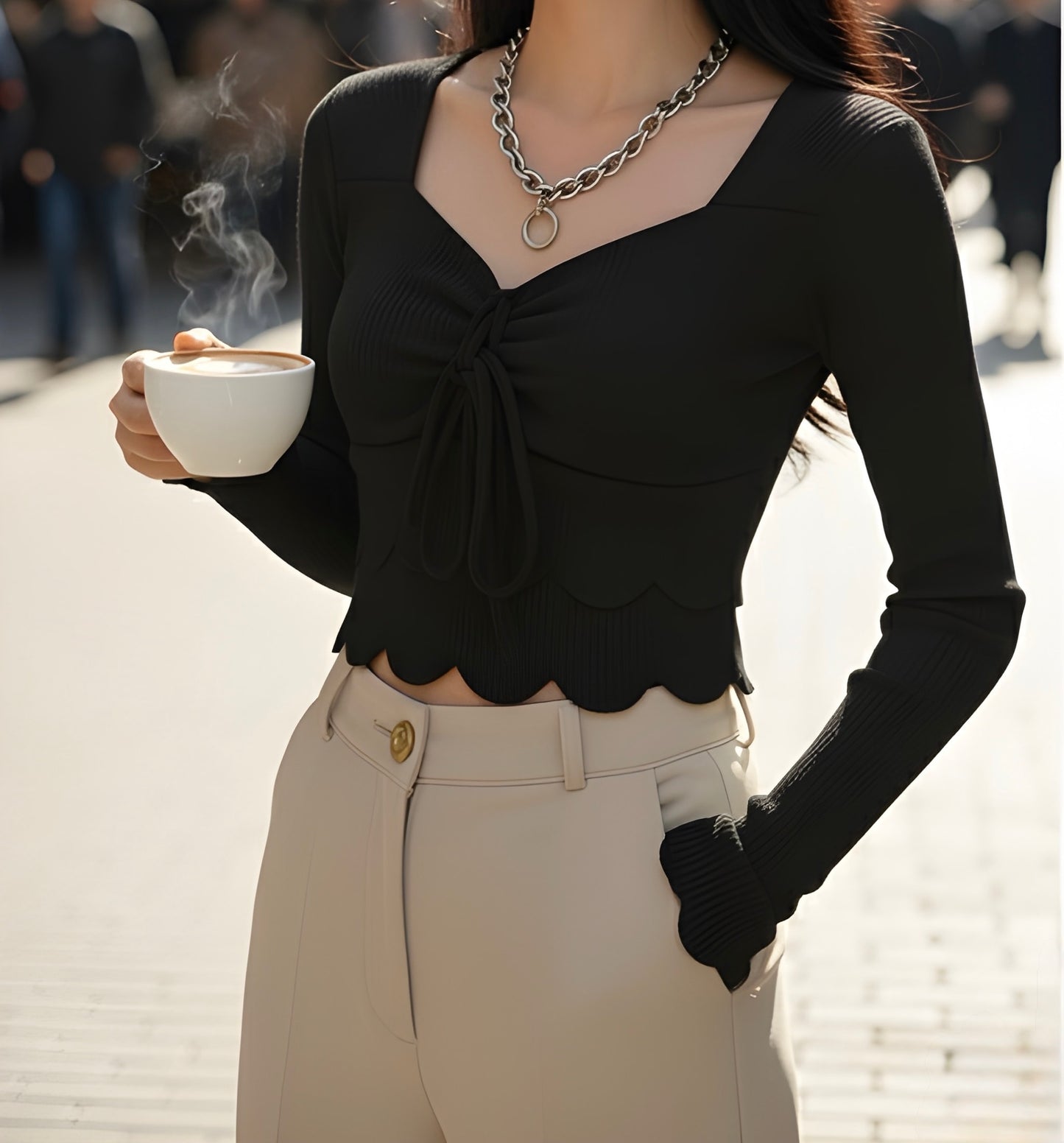 The 'Night Out' Scalloped Crop Top