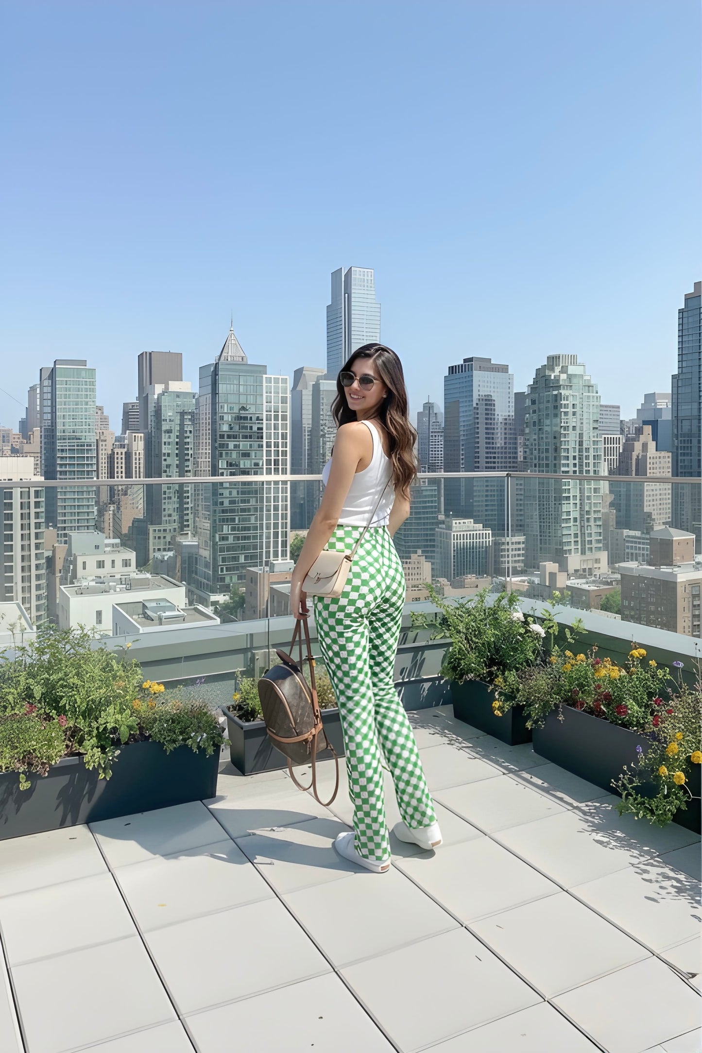 Green & White Statement Flares