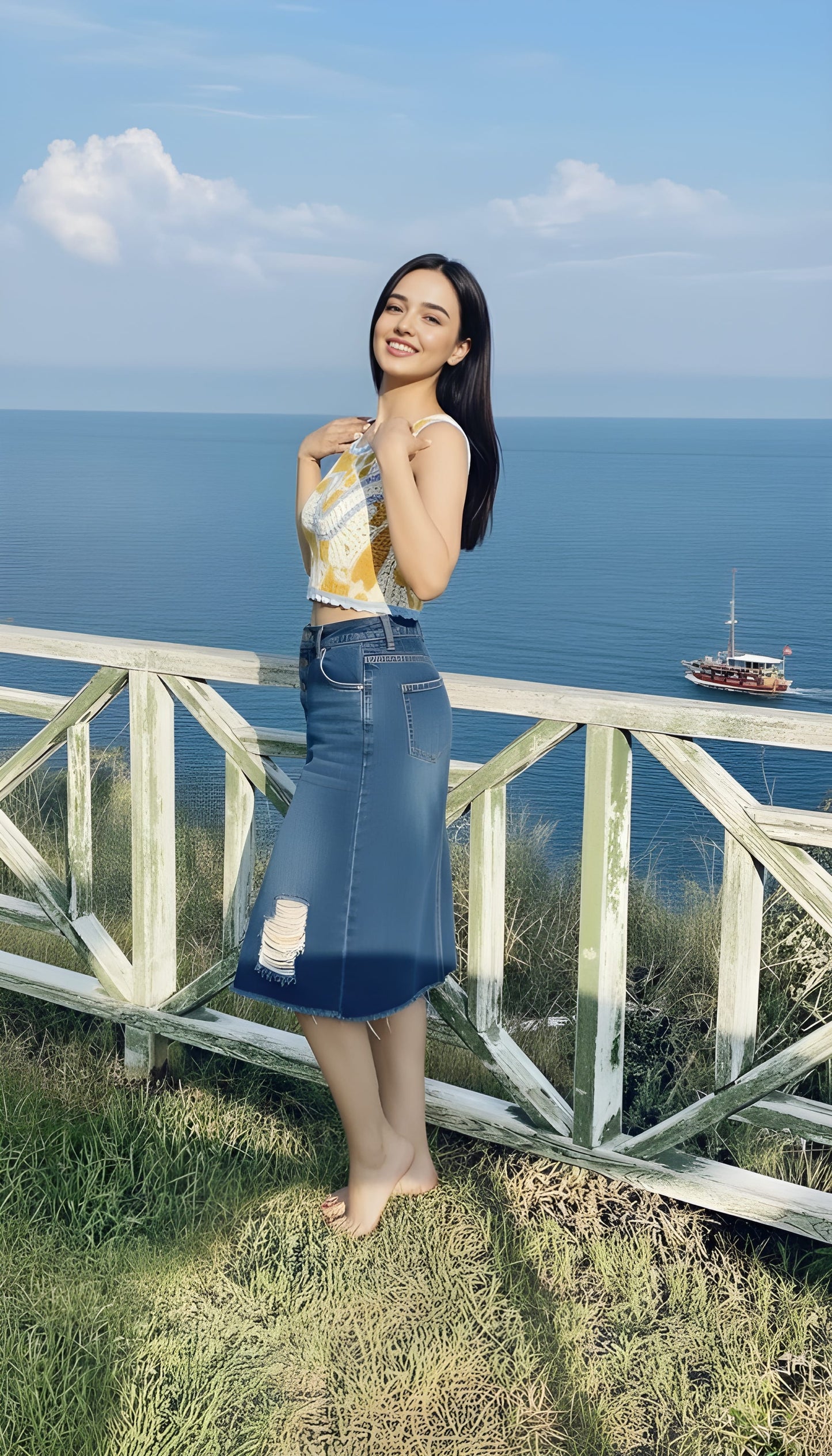 The 'Mediterranean Sunset' Crochet Cutout Top