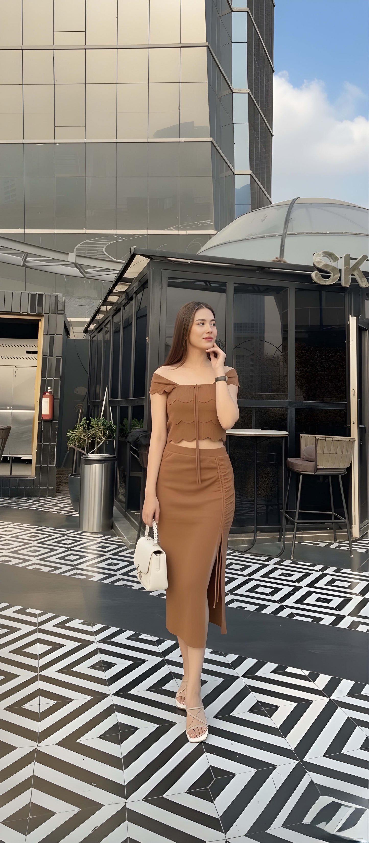 The 'Urban Chic' Off-Shoulder Ruched Set