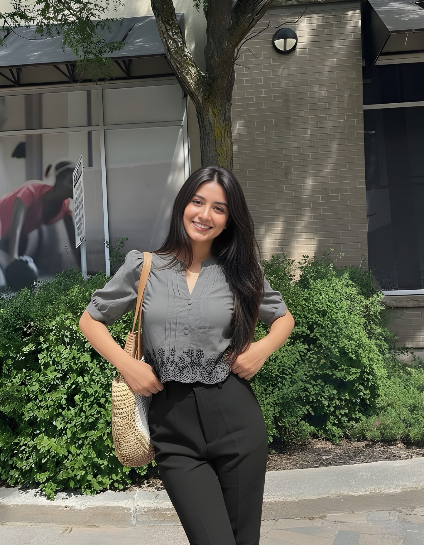 The 'Refined Bloom' Embroidered Pintuck Blouse