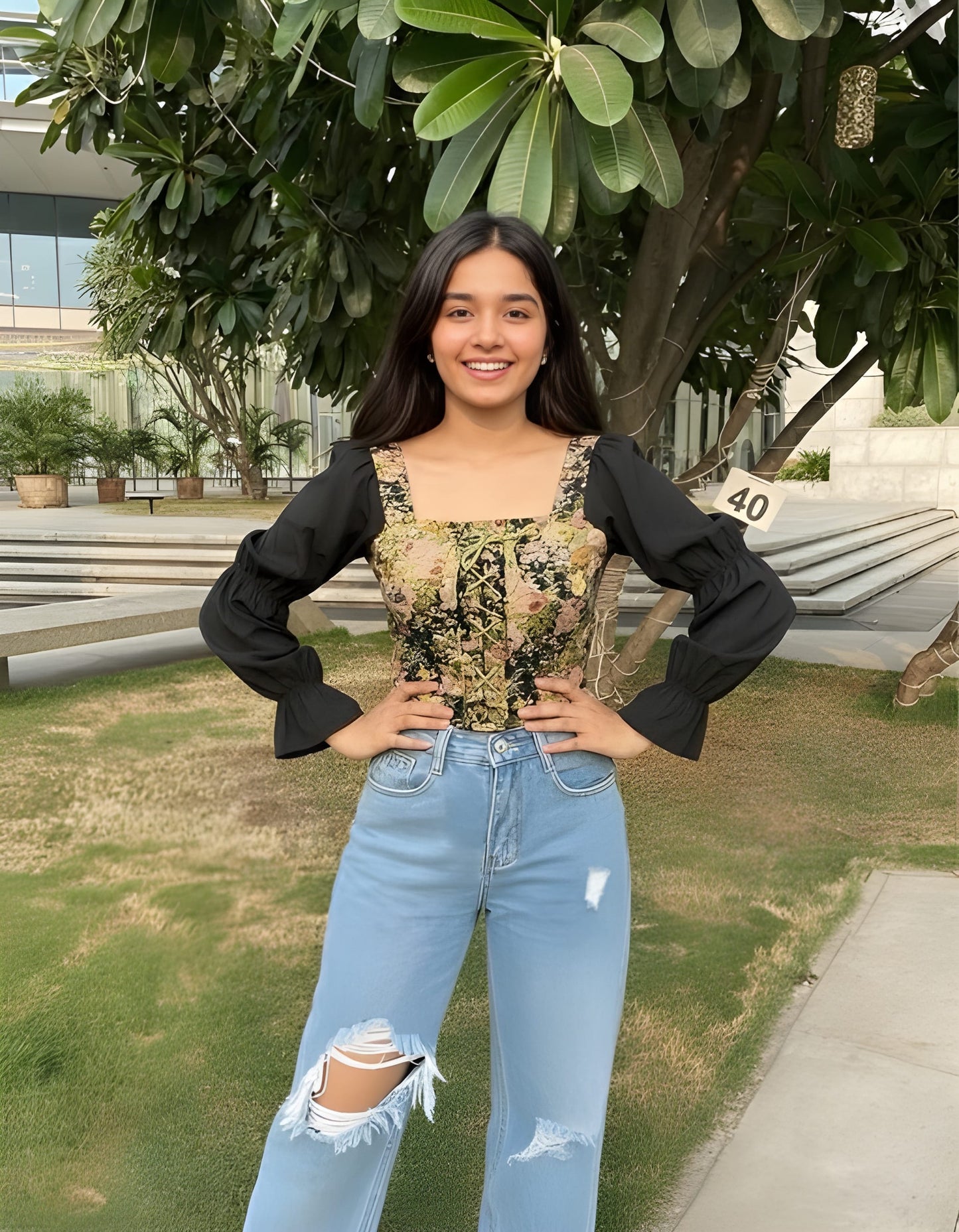 Floral Tapestry Corset Top