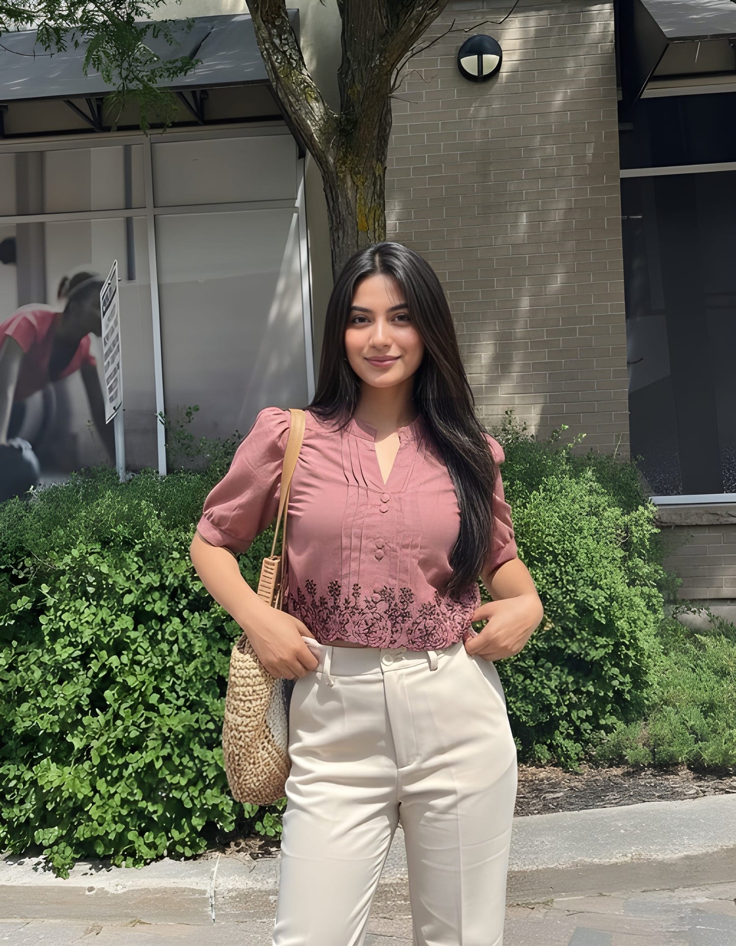 The Charming Mauve Embroidered Blouse