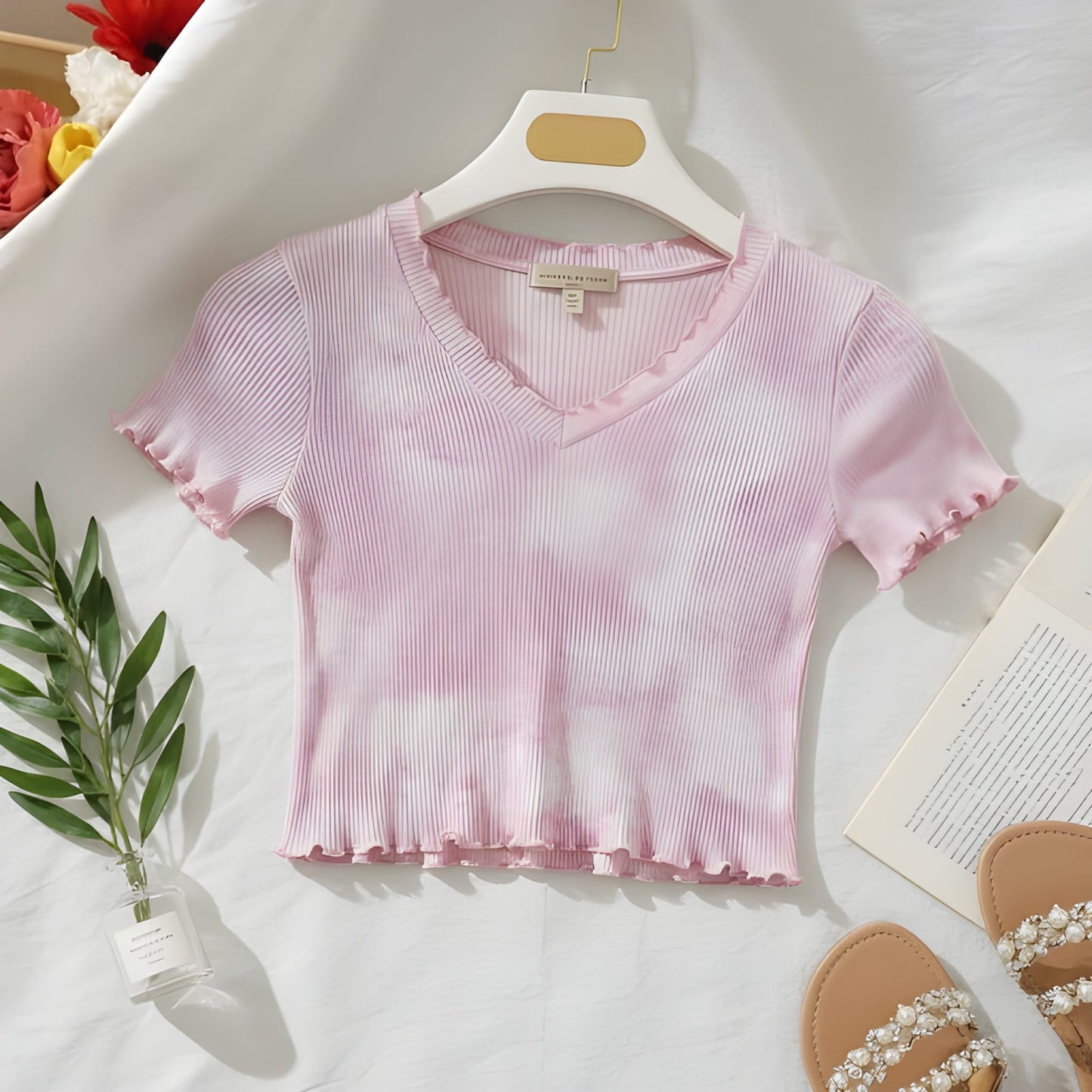 The 'Cotton Candy' Tie-Dye Ribbed Crop Top