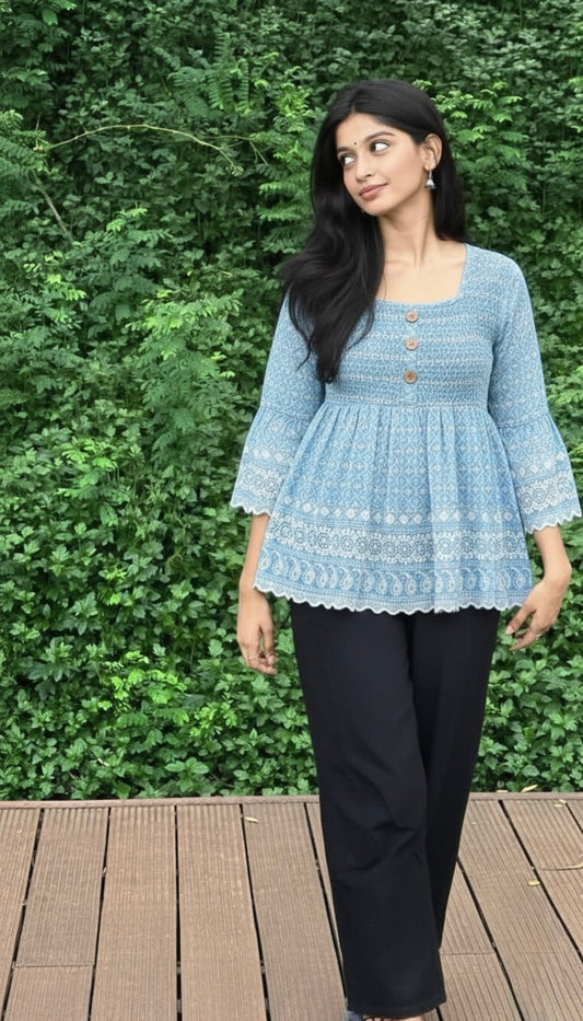 The "Summer Bloom" Babydoll Short Kurti