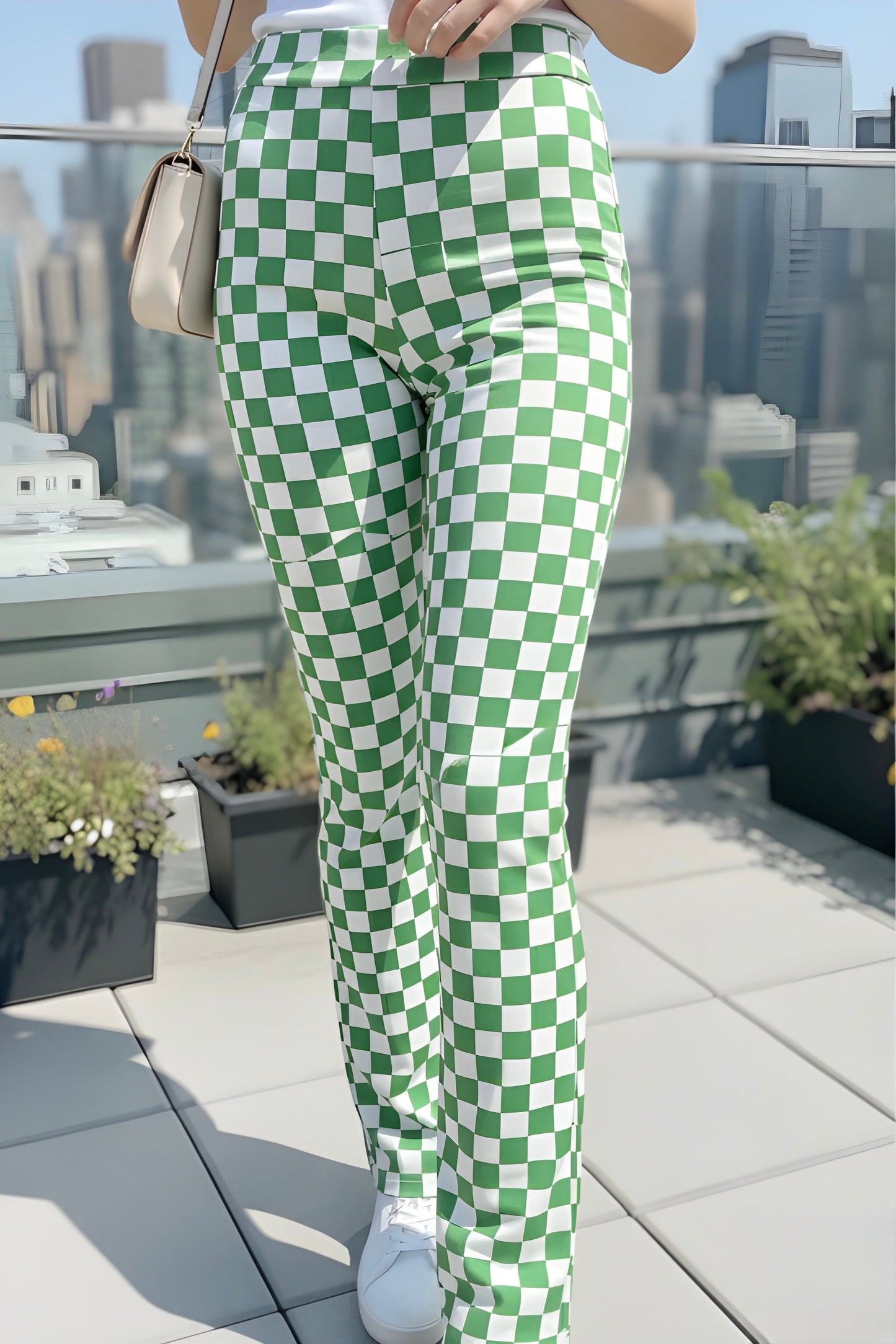 Green & White Statement Flares