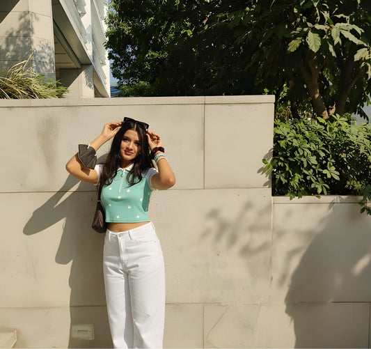 The 'Sweetheart Polo' Ribbed Zipper Top