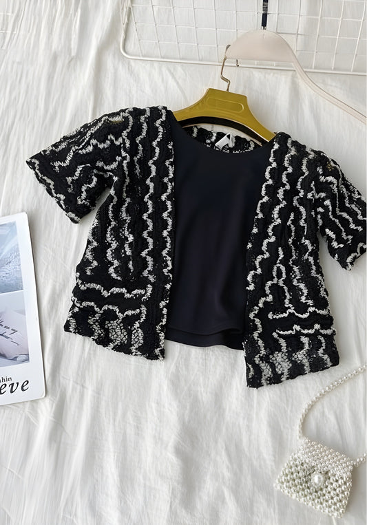 The 'Monochrome Wave' Textured Layering Top