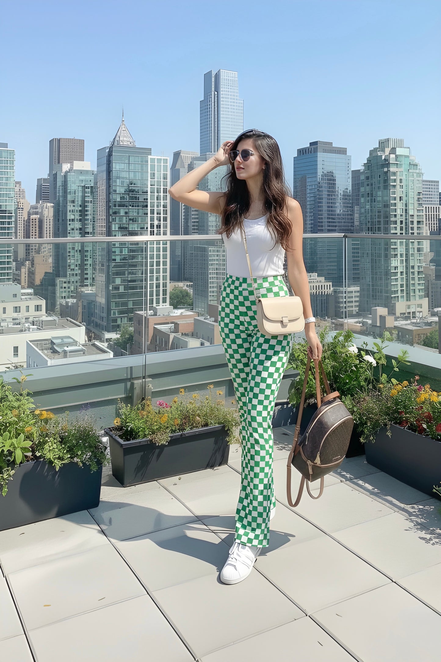 Green & White Statement Flares