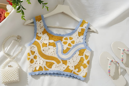 The 'Mediterranean Sunset' Crochet Cutout Top