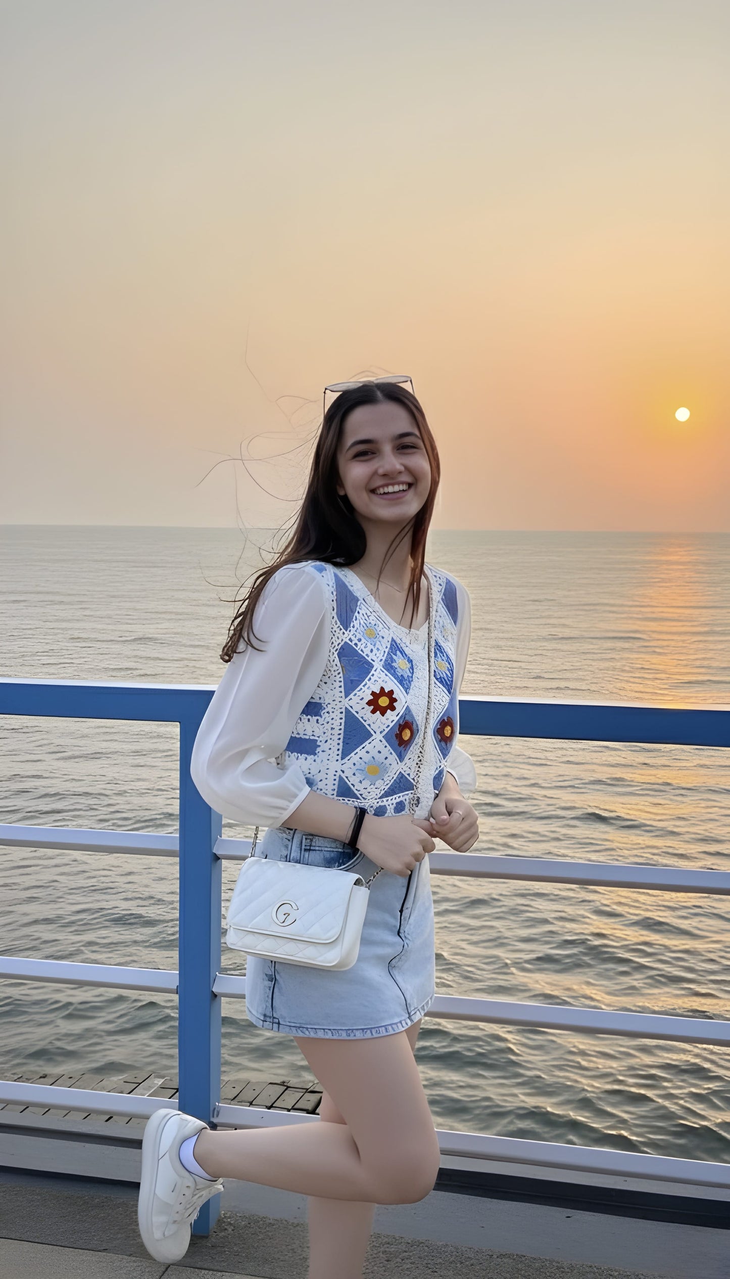 The 'Ocean Sunset' Floral Crochet Vest & Blouse Set