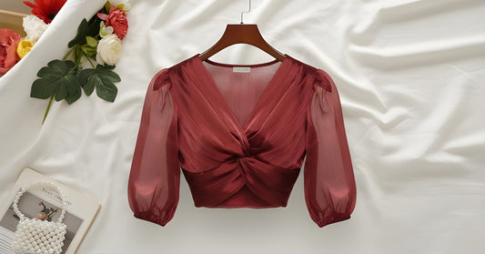 The 'Date Night Diva' Twisted Chiffon Crop Top