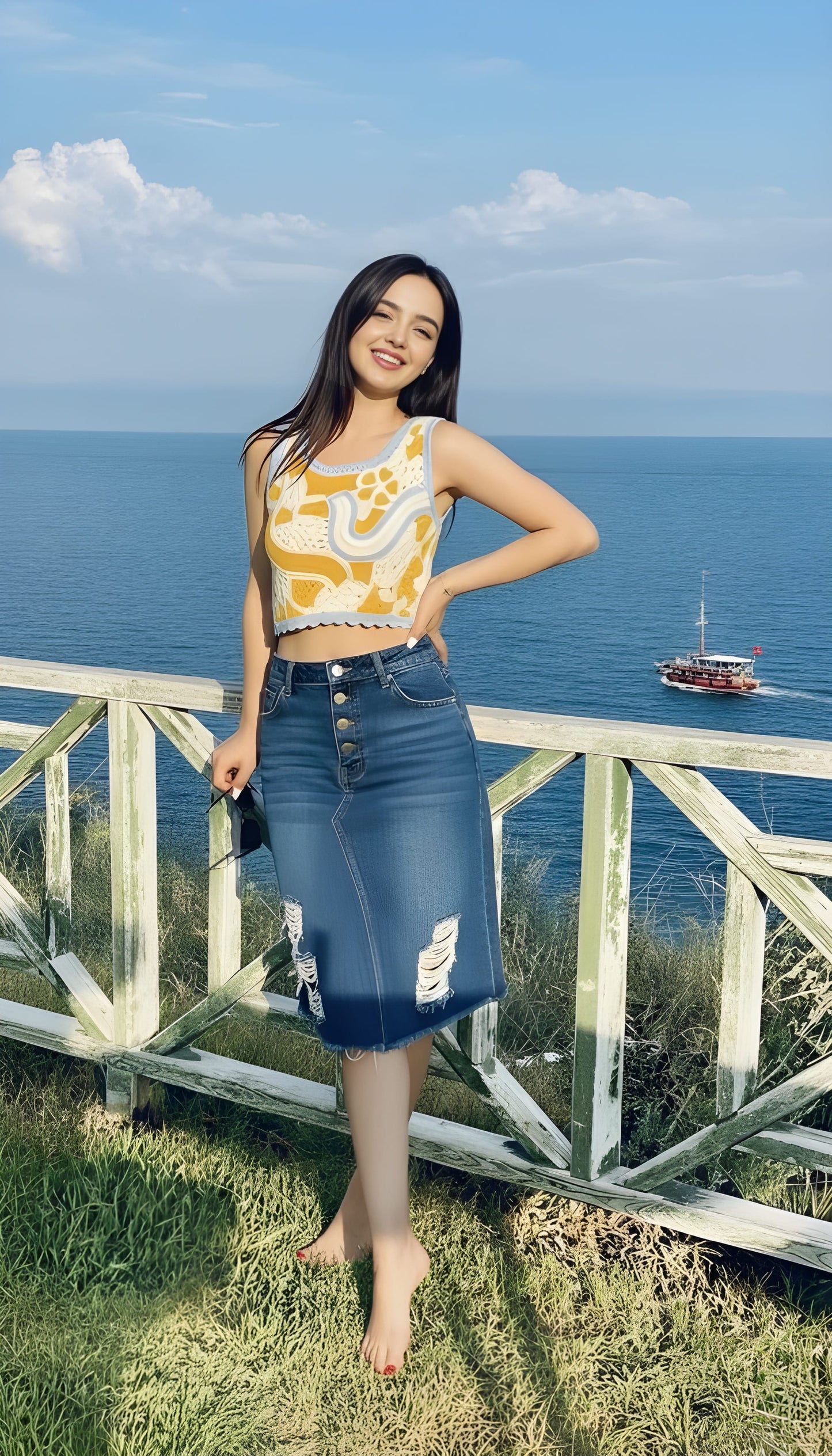 The 'Mediterranean Sunset' Crochet Cutout Top