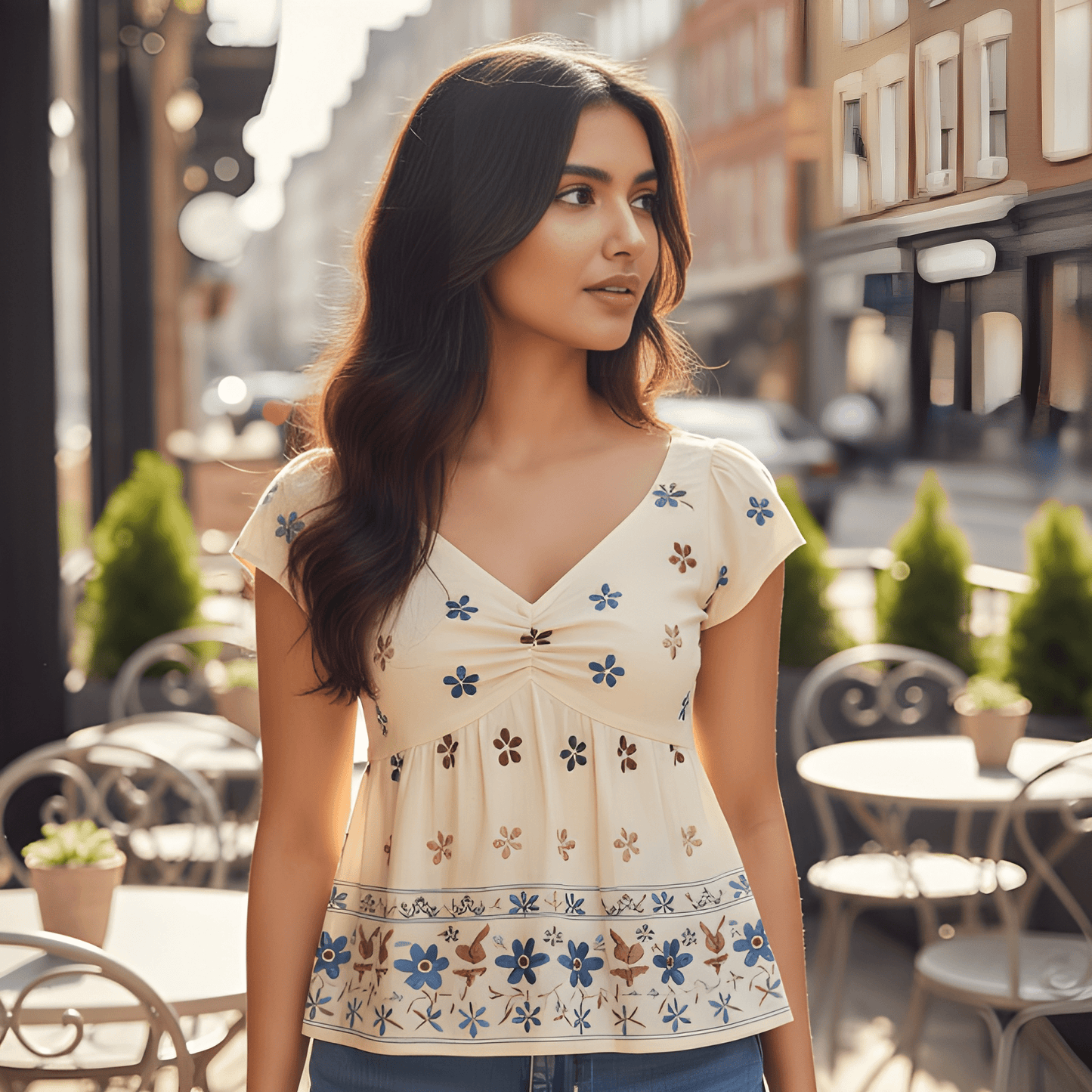 "Meadow Muse" Floral Peplum Top