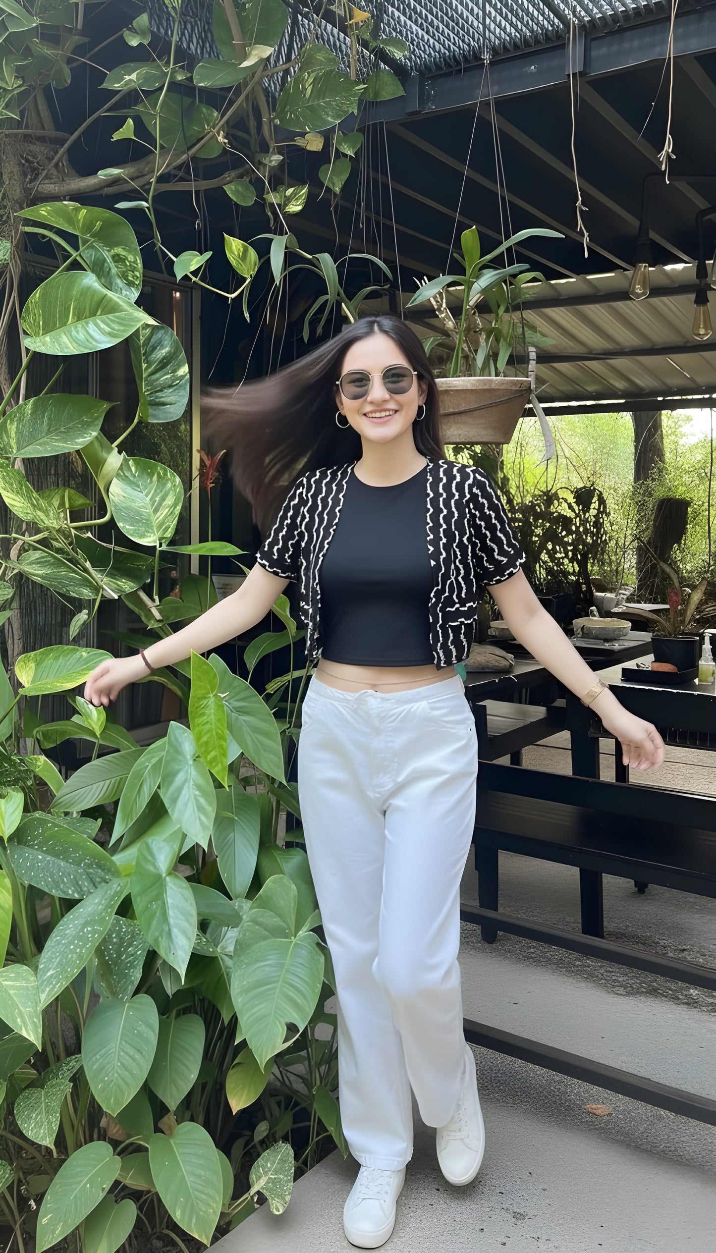 The 'Monochrome Wave' Textured Layering Top