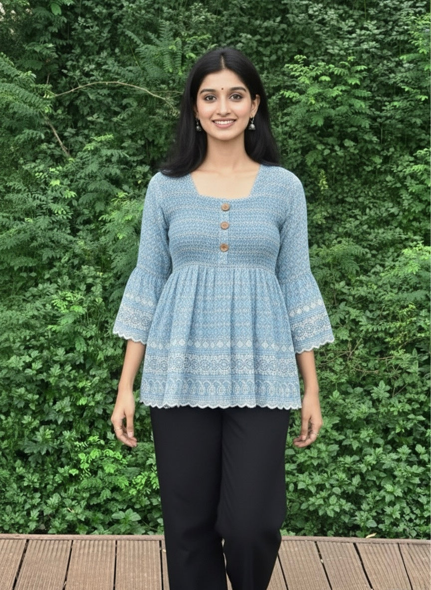 The "Summer Bloom" Babydoll Short Kurti