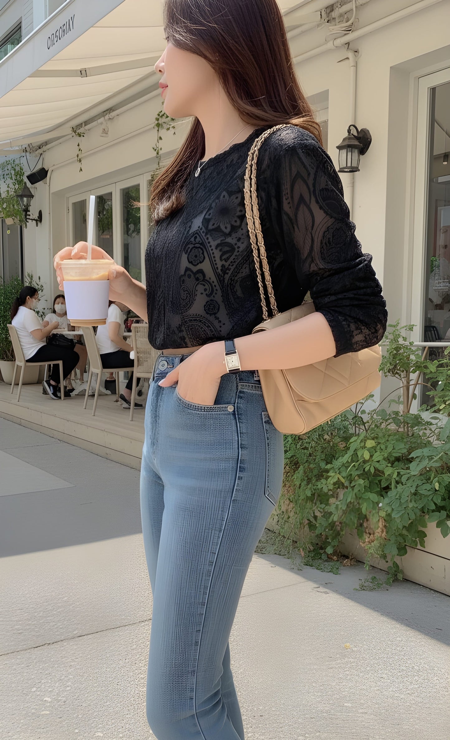 The "Paisley Noir" Mesh Crop Top