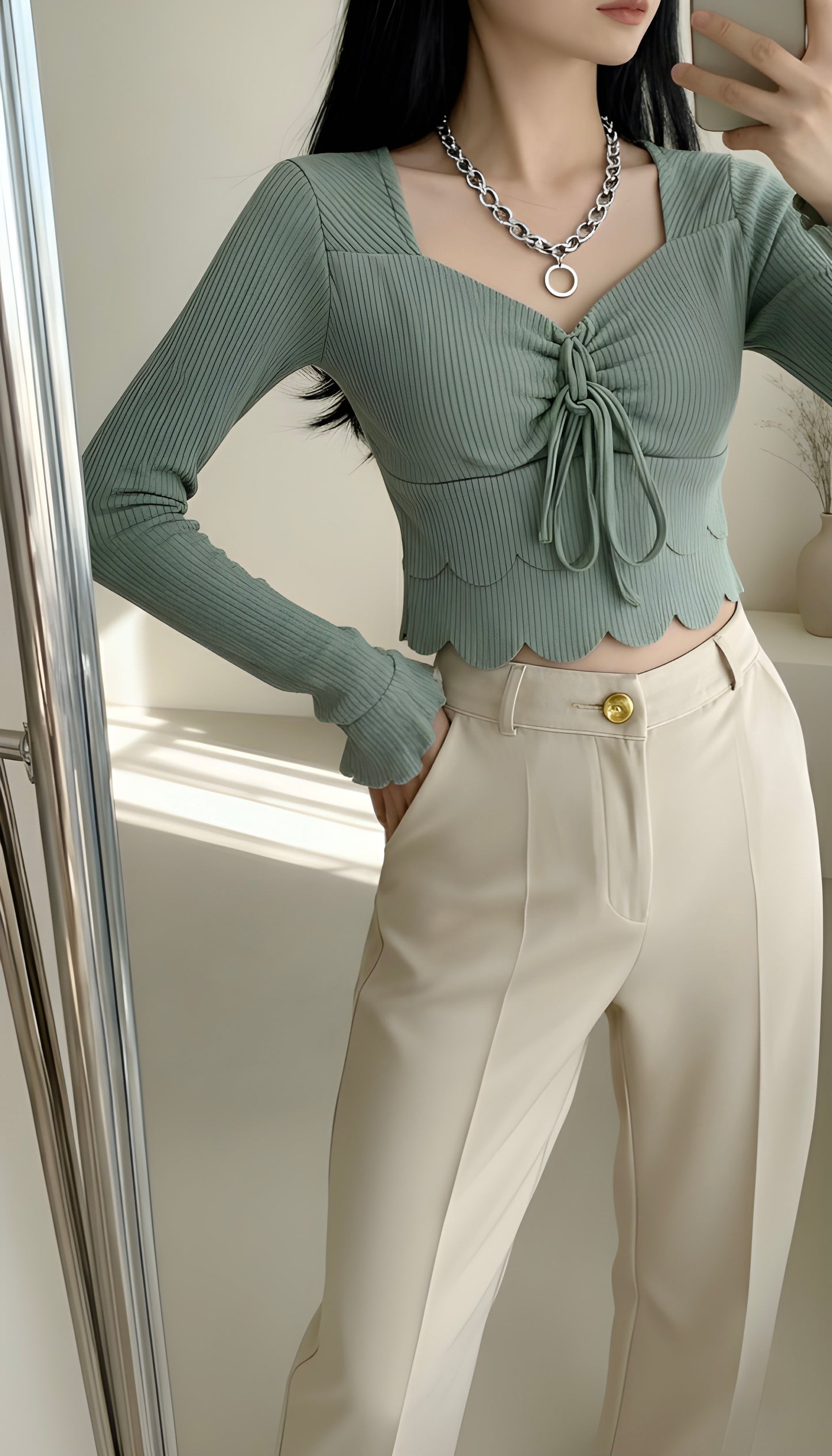 The "Sweetheart Scallop" Ribbed Crop Top