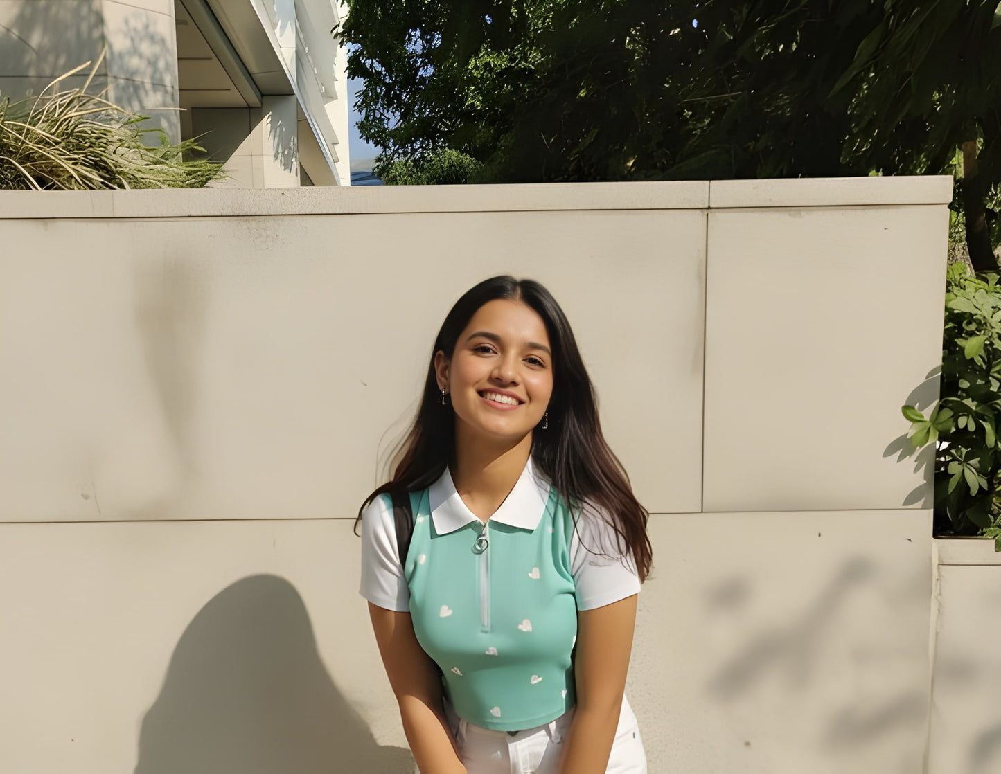 The 'Sweetheart Polo' Ribbed Zipper Top