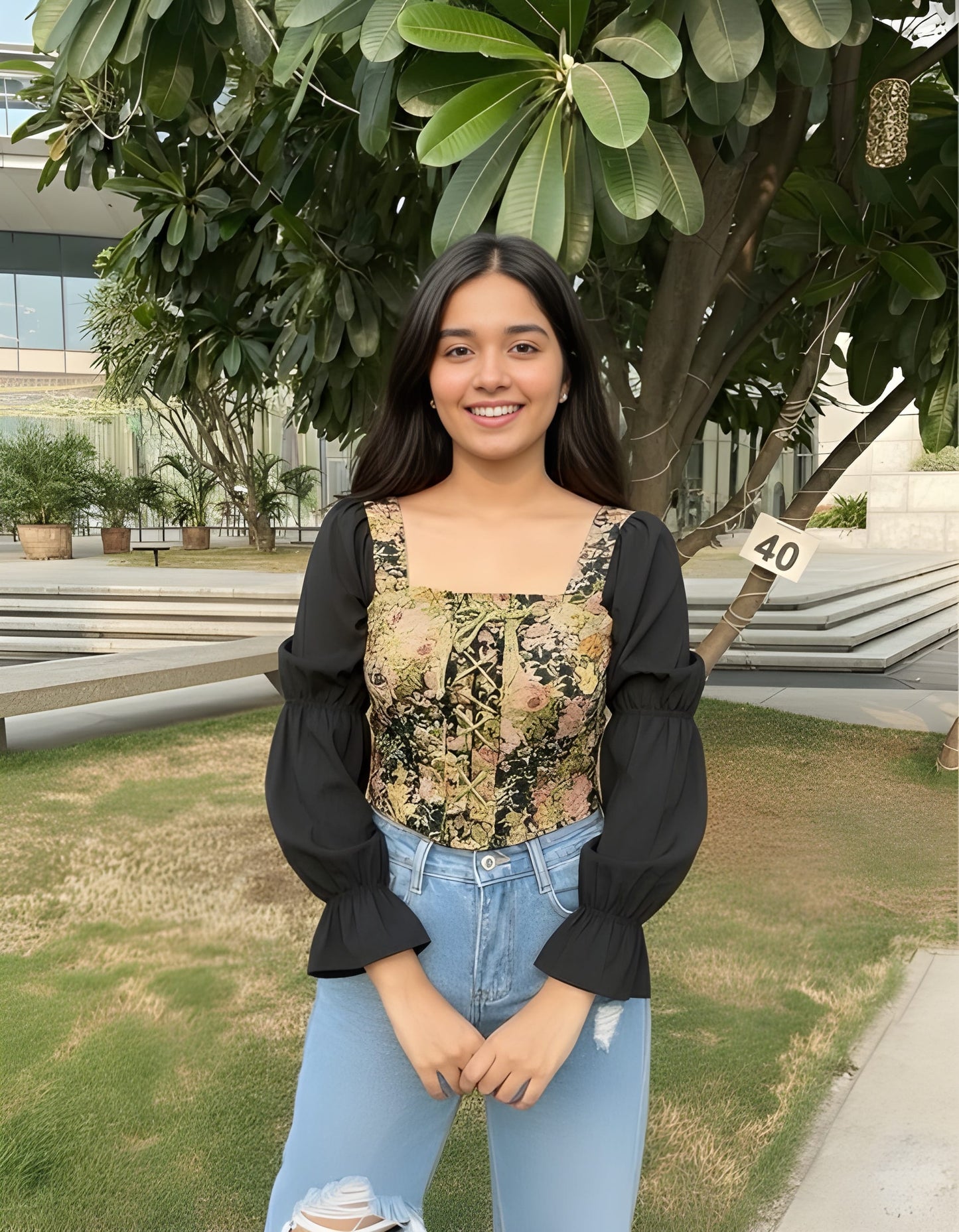 Floral Tapestry Corset Top