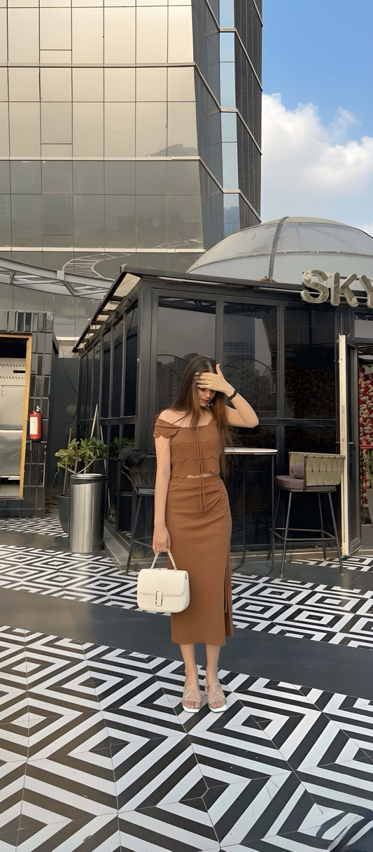 The 'Urban Chic' Off-Shoulder Ruched Set