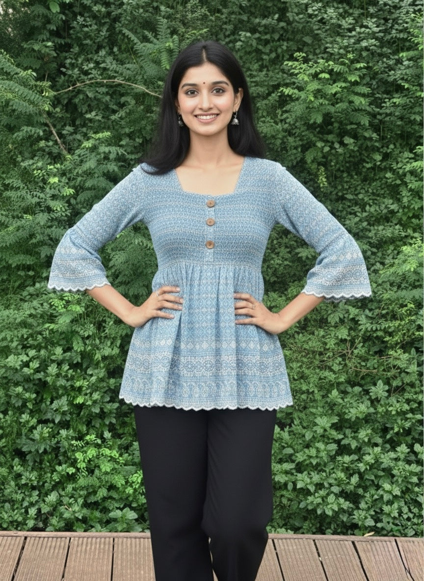 The "Summer Bloom" Babydoll Short Kurti