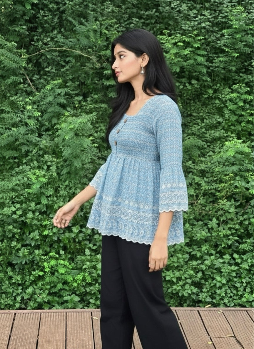 The "Summer Bloom" Babydoll Short Kurti