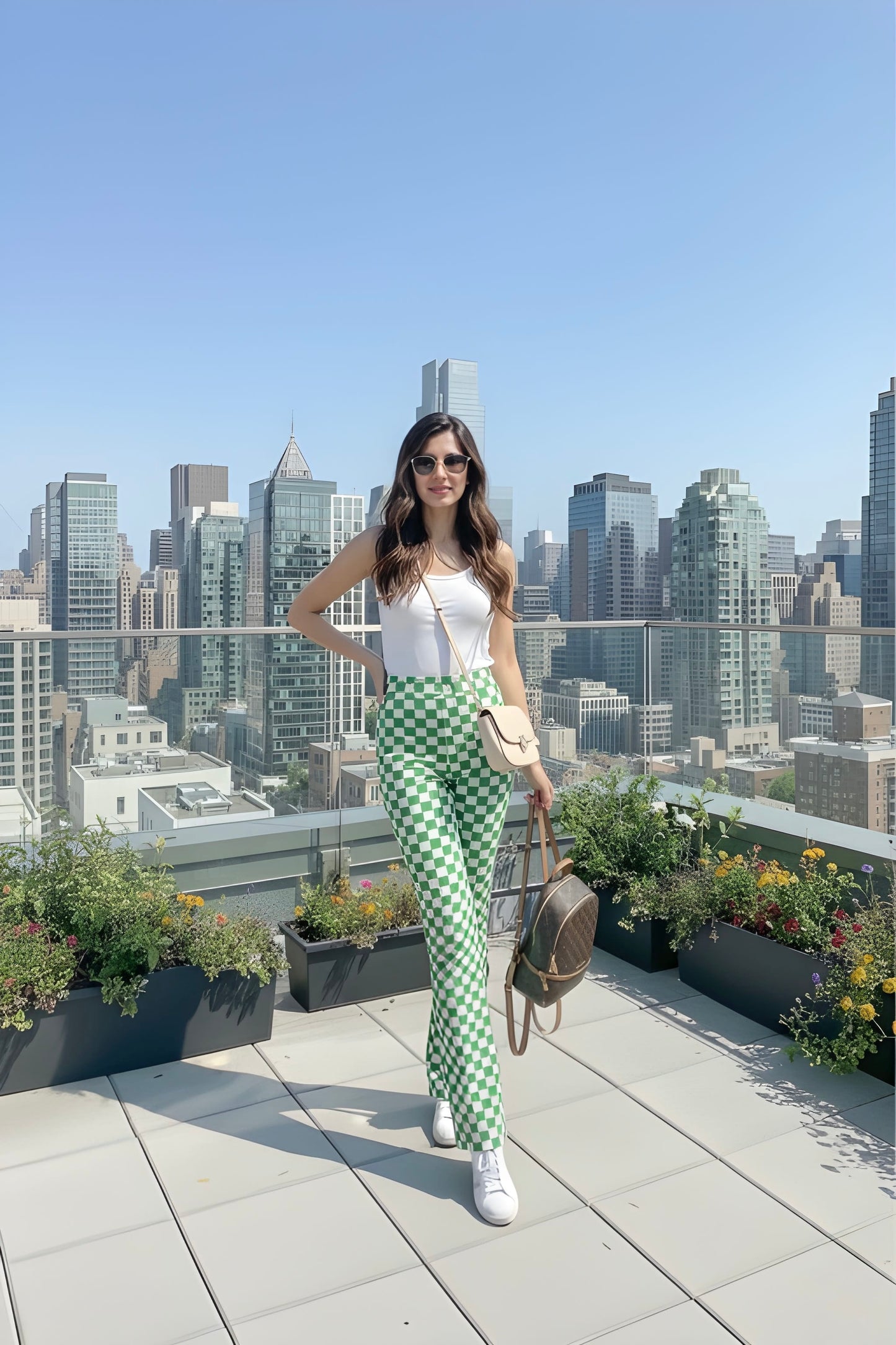 Green & White Statement Flares
